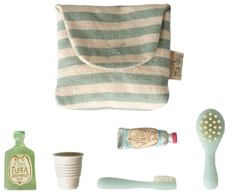 Tooth brush set in bag, Mouse - Blue stripe