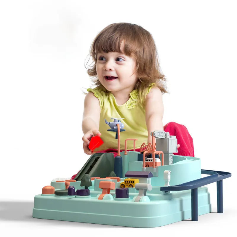 Kids Car Track Playset with Levers, Gates and Toy Cars – view 3