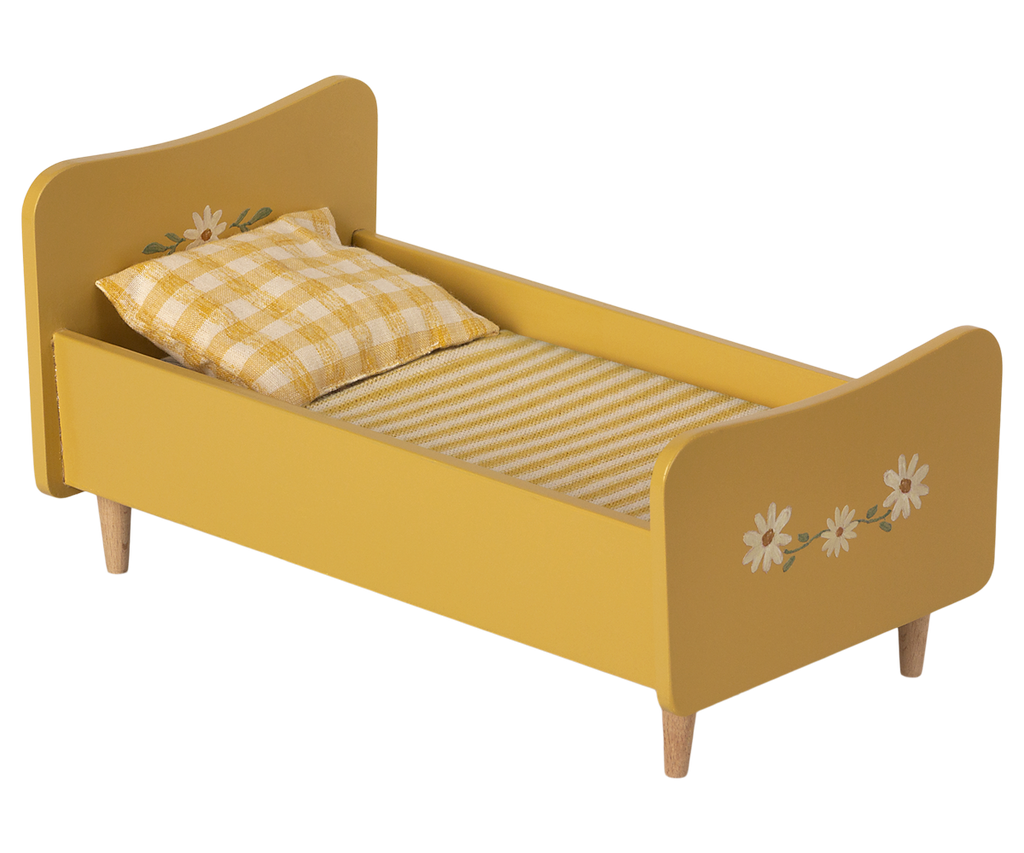 Wooden Bed, Miniature - Yellow