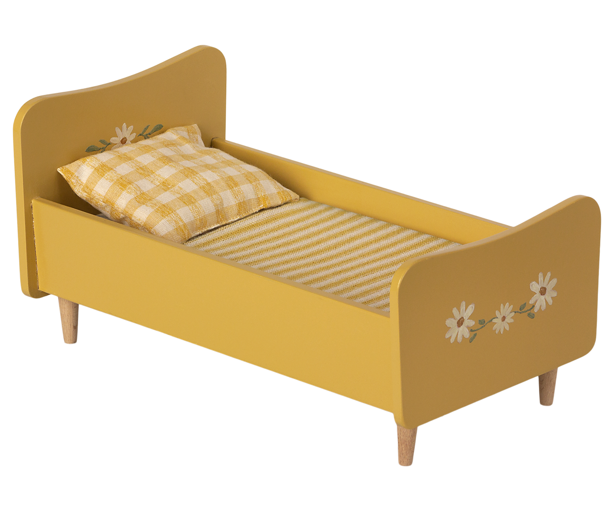 Wooden Bed, Miniature - Yellow
