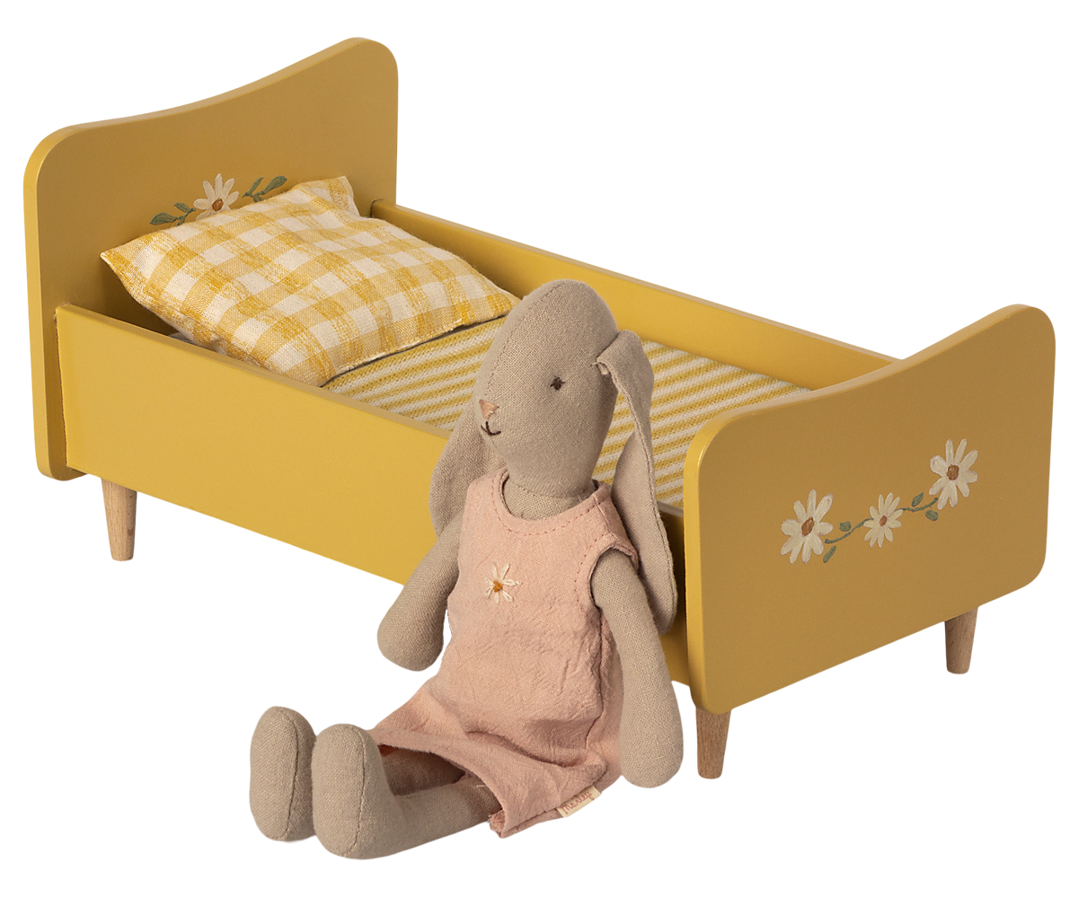 Wooden Bed, Miniature - Yellow