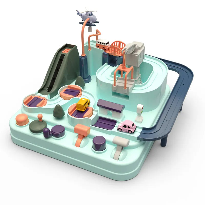 Kids Car Track Playset with Levers, Gates and Toy Cars – view 2