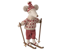 Winter mouse with ski set, Mum - Red