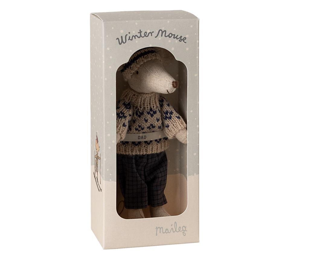 Winter mouse with ski set, Dad - Blue