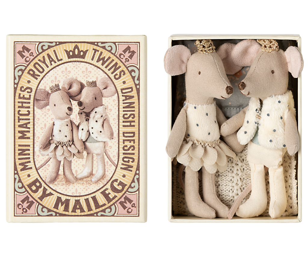 Royal twin mice, Little sister and brother in matchbox