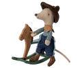 Cowboy mouse on rocking horse, Little brother