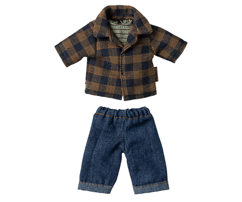 Brown checked shirt and pants, Dad mouse
