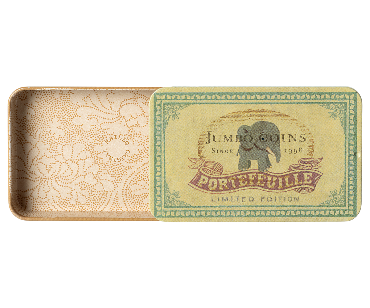 Metal box w. sliding lid, Jumbo coins