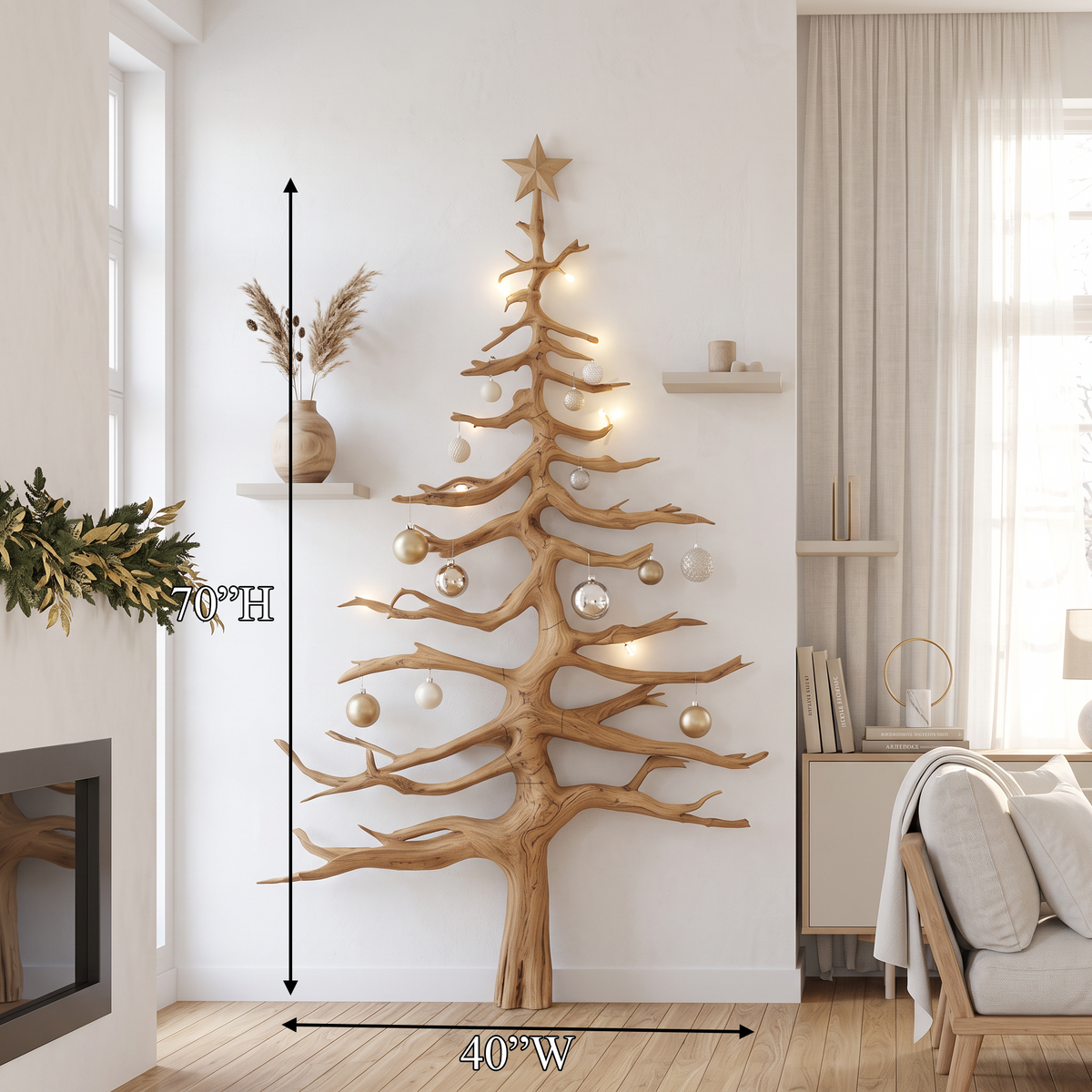 Rustic Christmas Tree Wall Decor Living Room