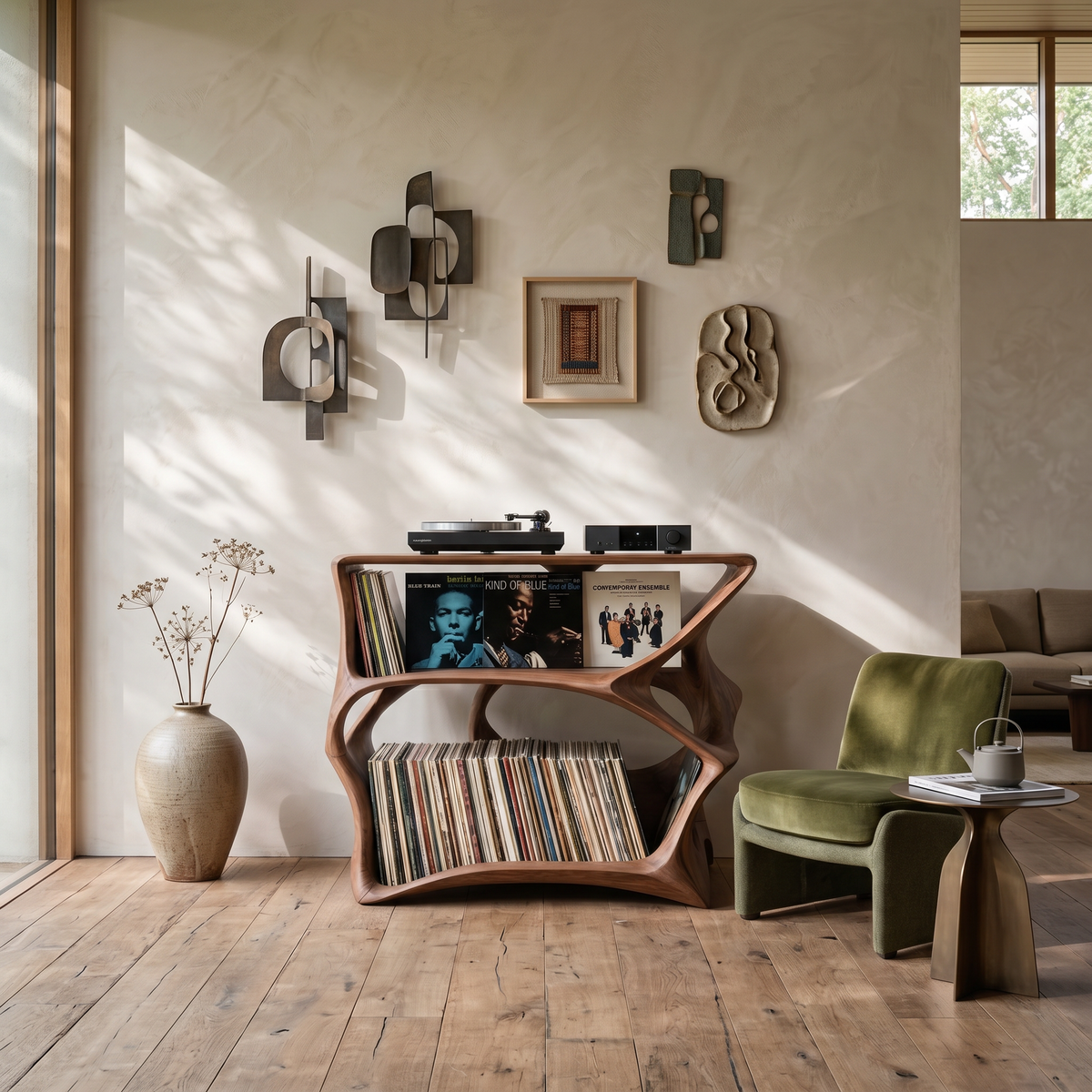 Farmhouse Record Stand Cozy Living Room Furniture