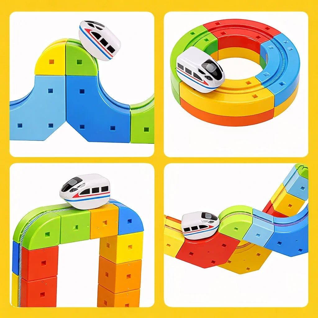 Motorized Train Track Set, Modular 3D Clip-Fit Pieces – view 4