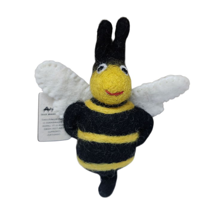 Bumblebee Felt Finger Puppet, Handcrafted – view 3