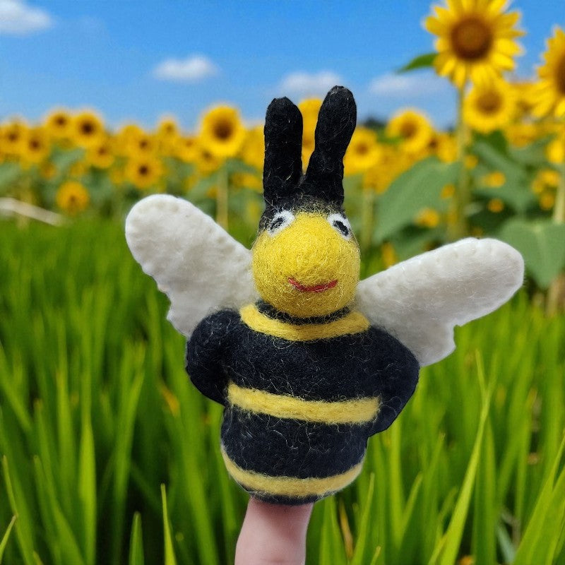 Bumblebee Felt Finger Puppet, Handcrafted