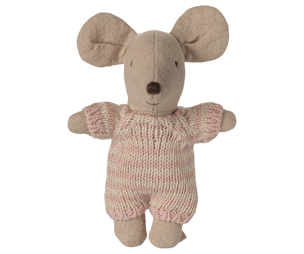 Baby mouse in carry cot - Rose