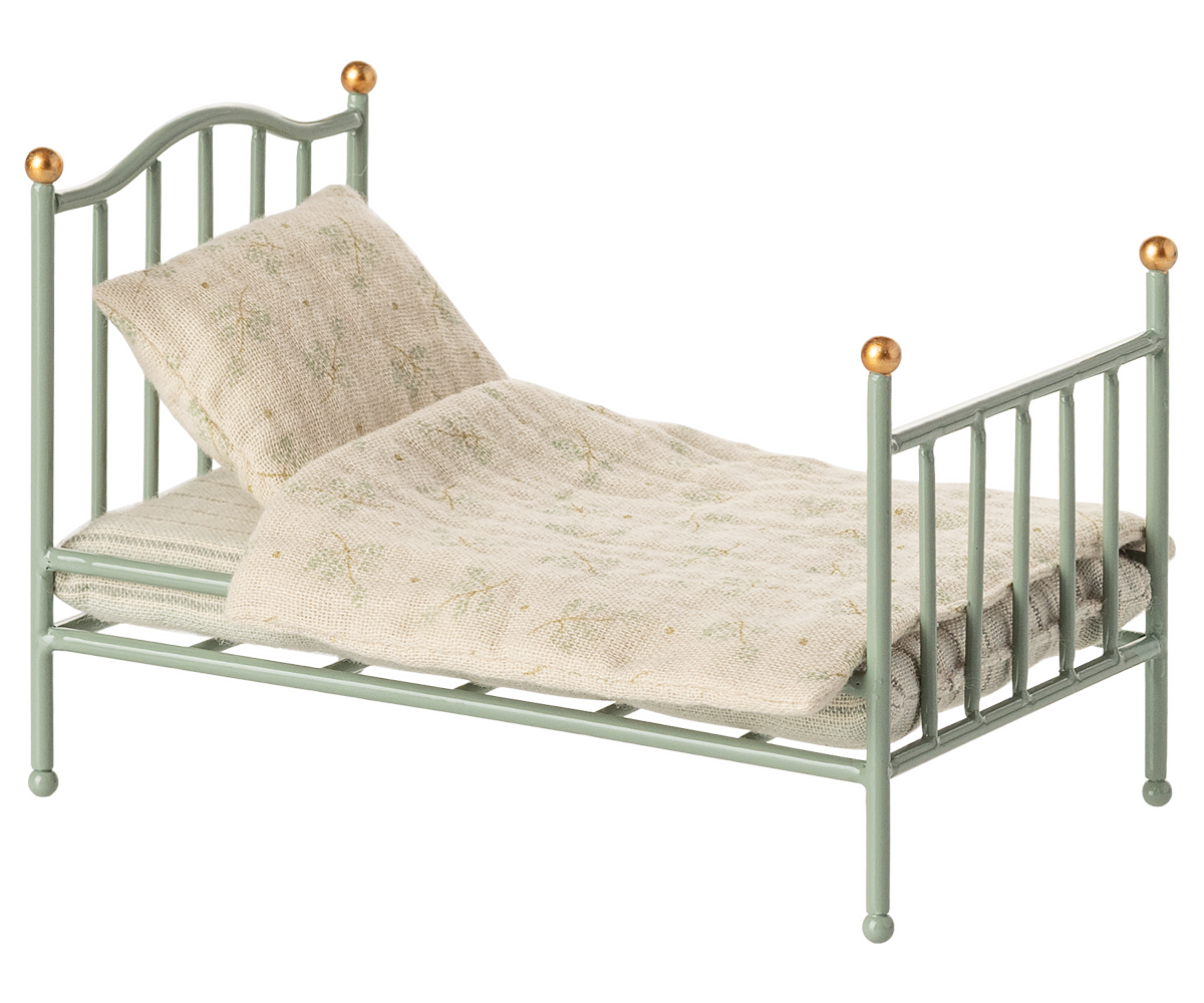 Vintage single bed, Mouse - Mint