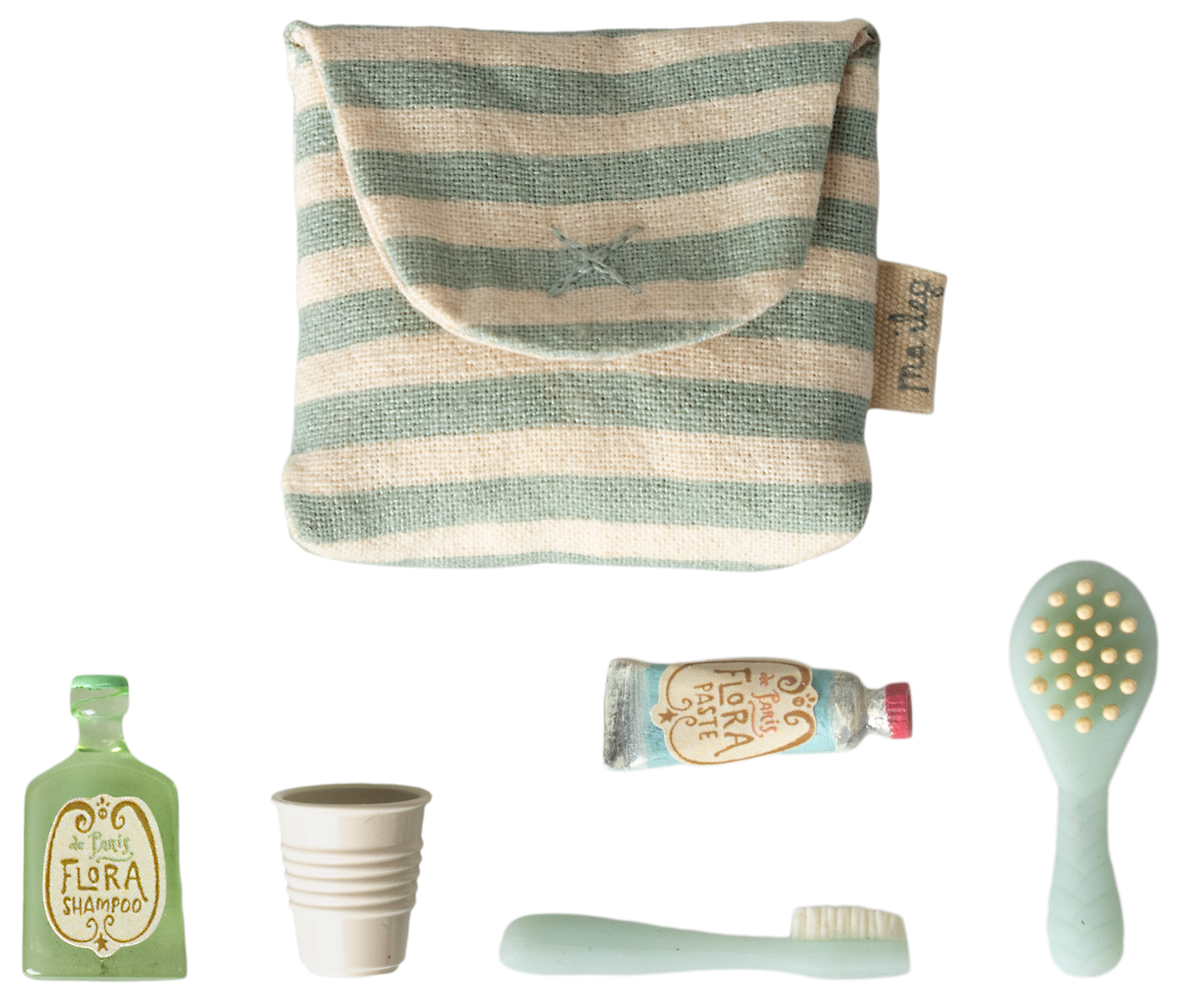 Tooth brush set in bag, Mouse - Blue stripe