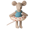 Little sister, Beach mouse with float -  Red dots