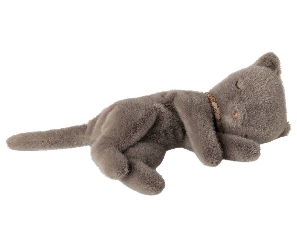 Sleeping kitten plush, Small - Grey