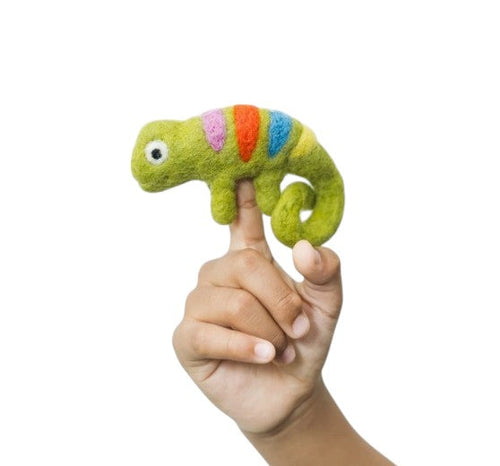 Chameleon Felt Finger Puppet, Handcrafted – view 2