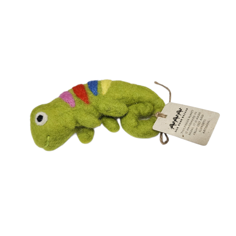 Chameleon Felt Finger Puppet, Handcrafted – view 3