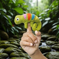 Chameleon Felt Finger Puppet, Handcrafted