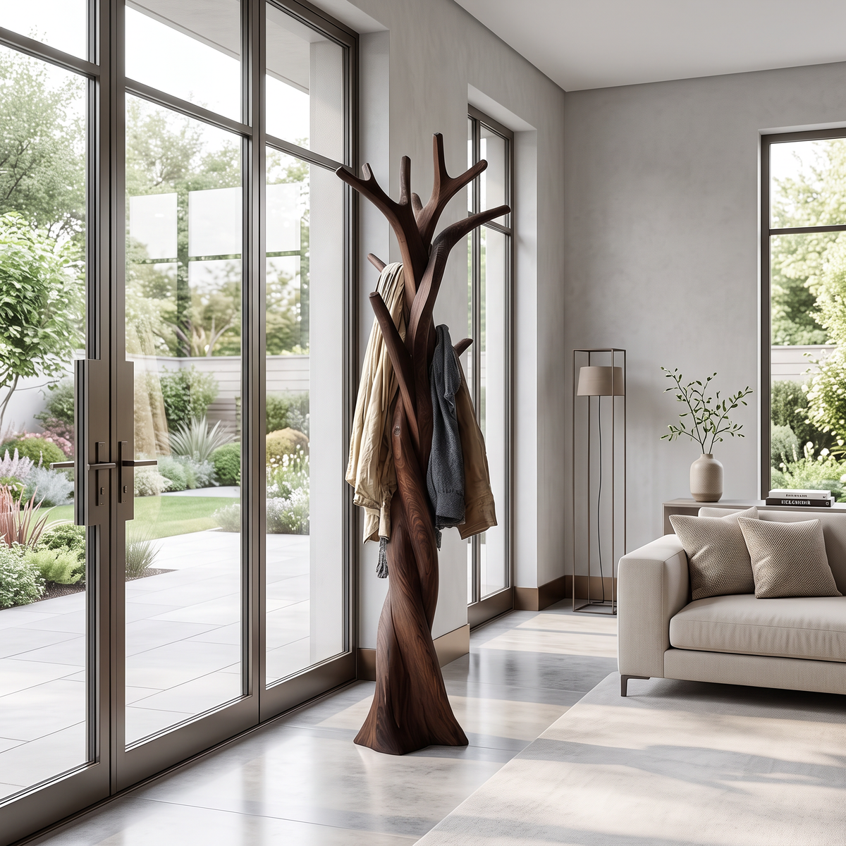 Rustic Twisted Tree Branch Coat Rack