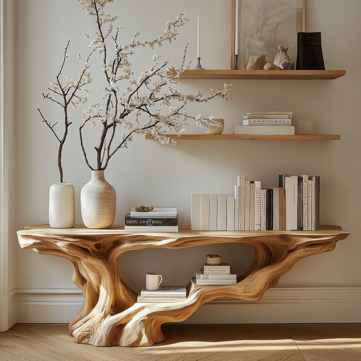 Eldrosyn Sculpted Solid Wood Console Table