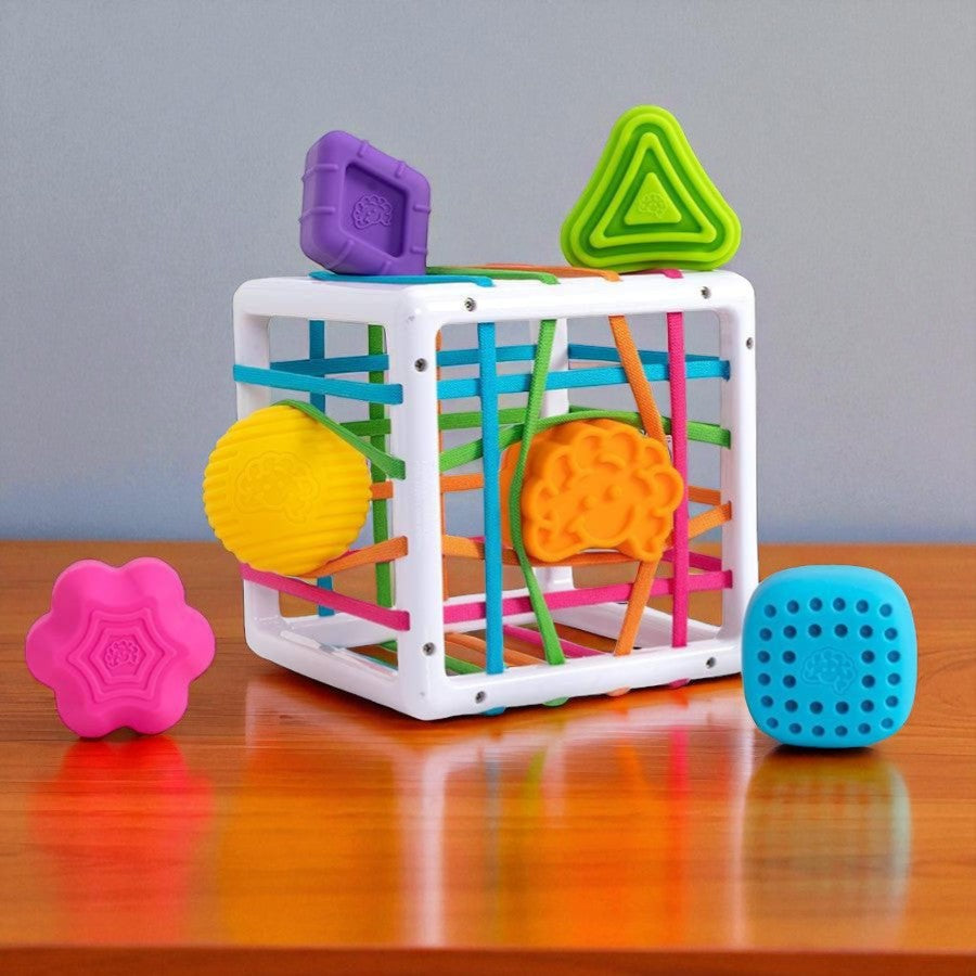Shape Sorting Cube with Stretchy Bands for Toddlers