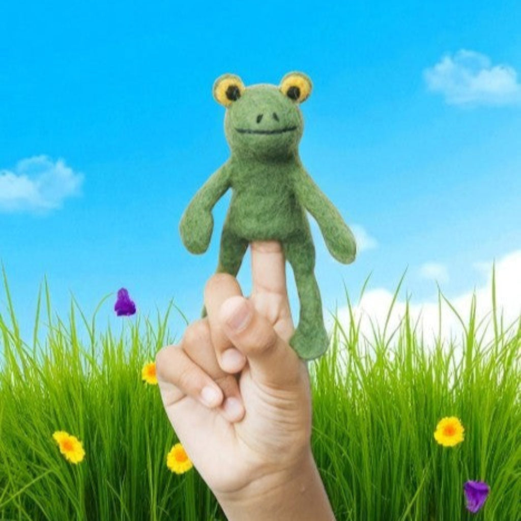 Frog Felt Finger Puppet, Handcrafted