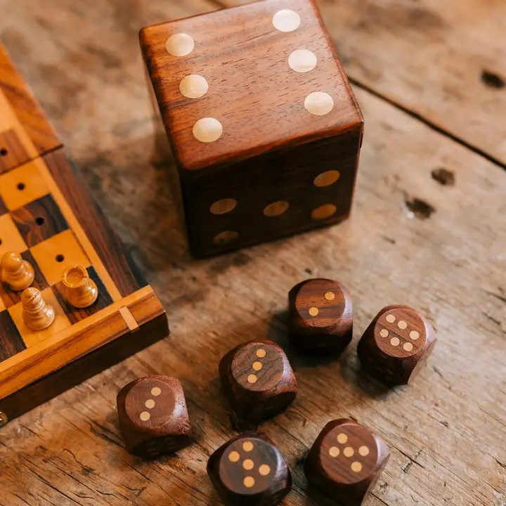Handcrafted Wooden Dice Set with Storage Box – view 3