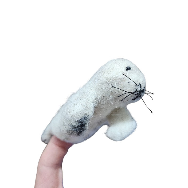 Harbor Seal Felt Finger Puppet, Handcrafted – view 2