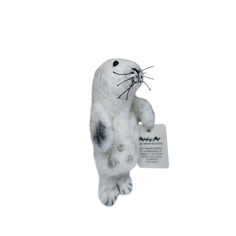 Harbor Seal Felt Finger Puppet, Handcrafted – view 3