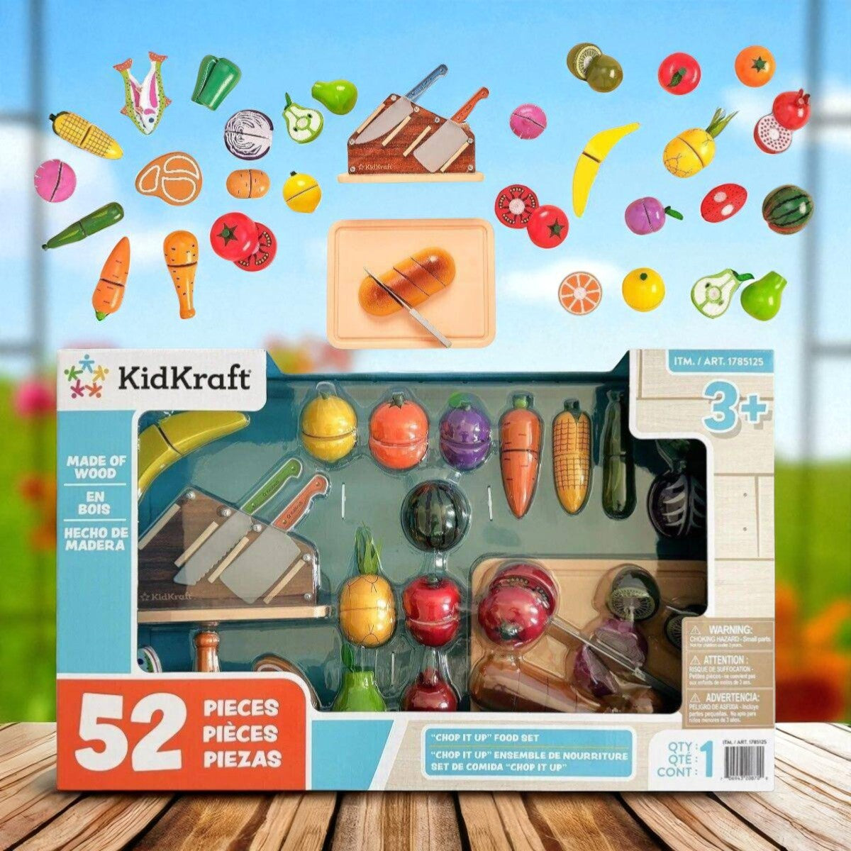 Wooden Play Food Cutting Set, 52 Pieces