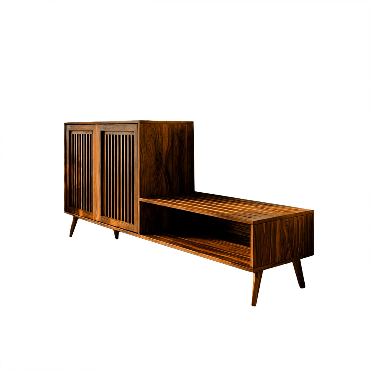 Lioren Solid Wood Entryway Bench Shoe Rack With Storage And Low Cabinet