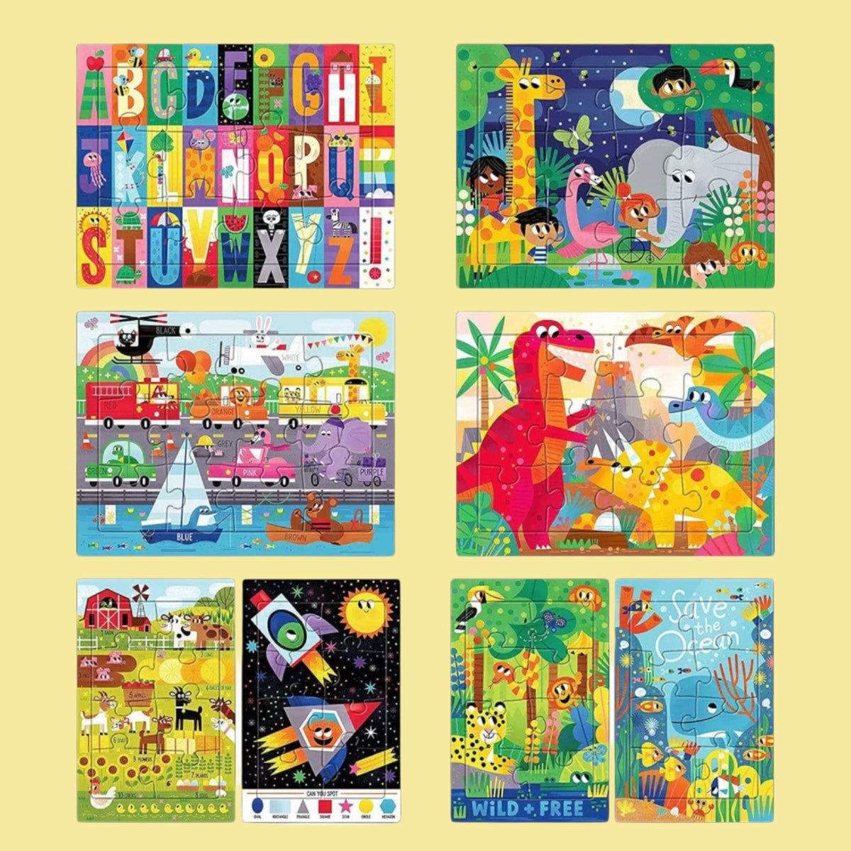 Kids Tray Puzzles Set, Ages 4+