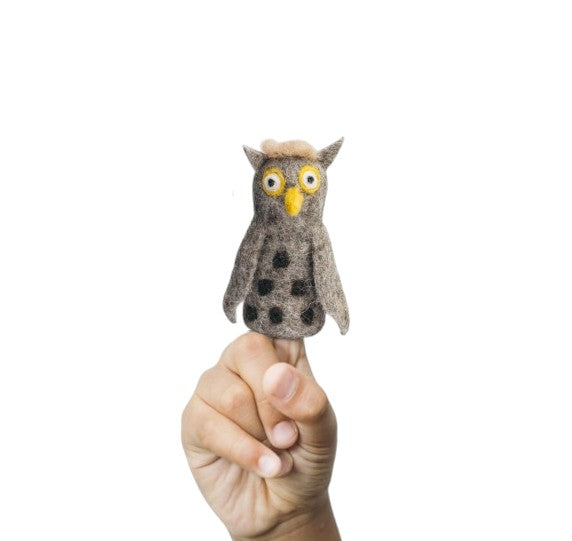 Owl Felt Finger Puppet, Handcrafted – view 2