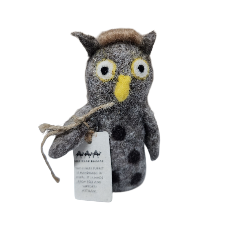 Owl Felt Finger Puppet, Handcrafted – view 3