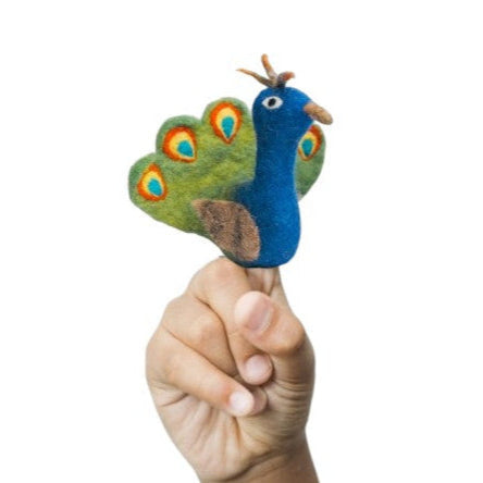 Peacock Felt Finger Puppet, Handcrafted – view 2