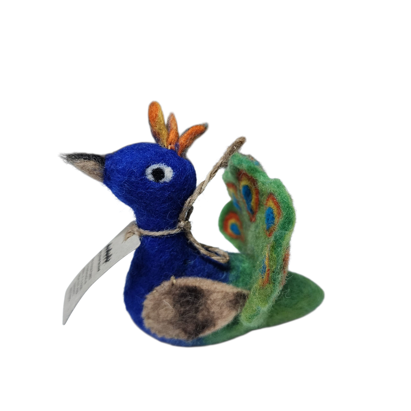 Peacock Felt Finger Puppet, Handcrafted – view 3