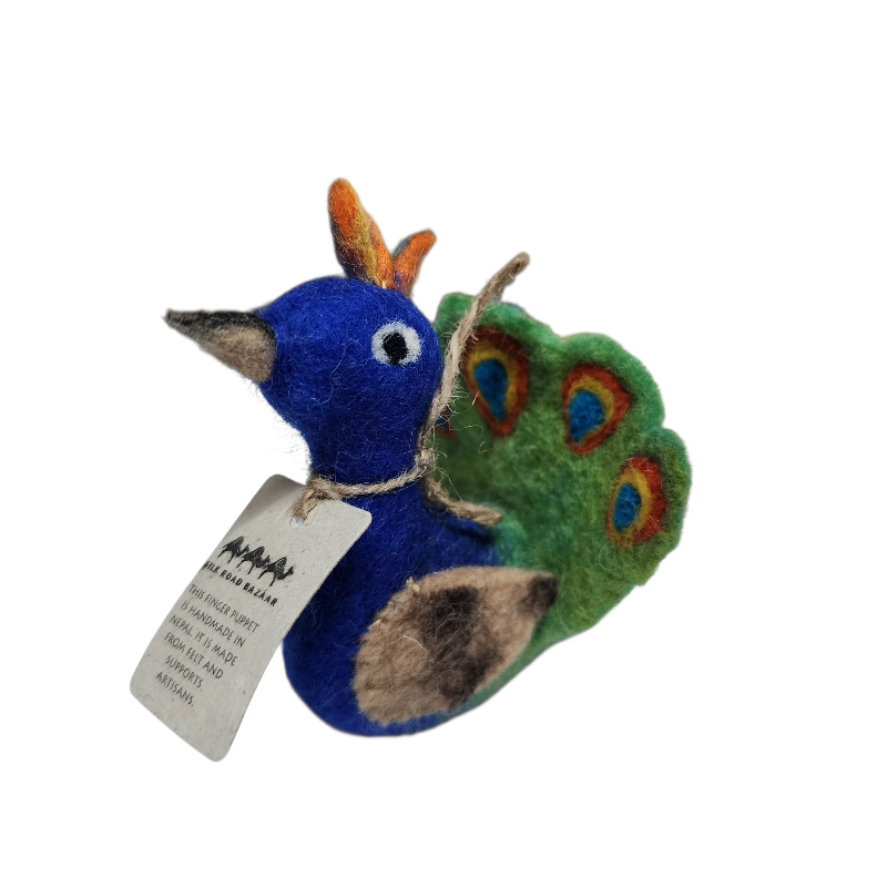 Peacock Felt Finger Puppet, Handcrafted – view 4