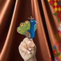 Peacock Felt Finger Puppet, Handcrafted