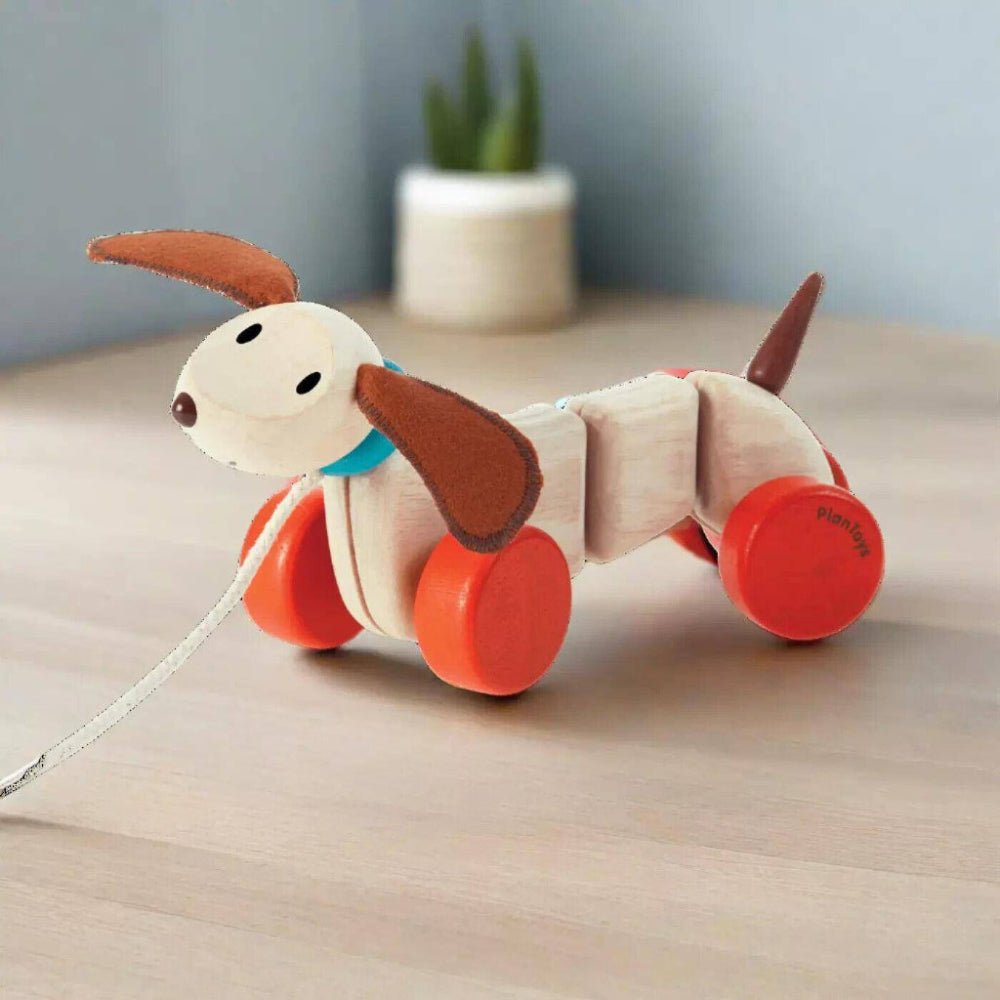 Happy Puppy Wooden Pull-Along Toy