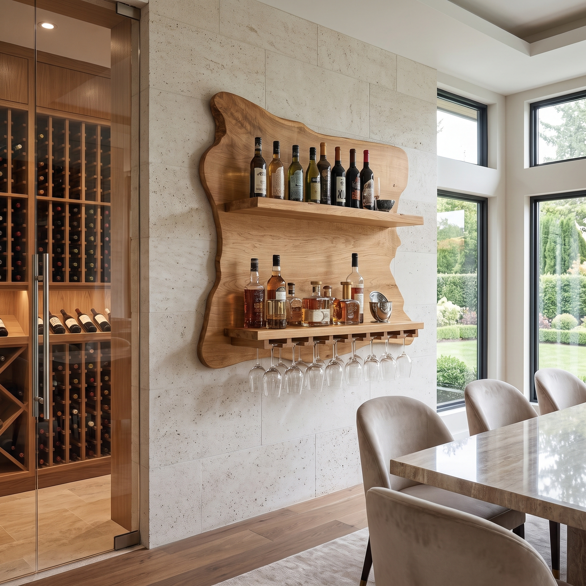 Thornmere Live Edge Handcrafted Floating Wine Shelf SPA623534