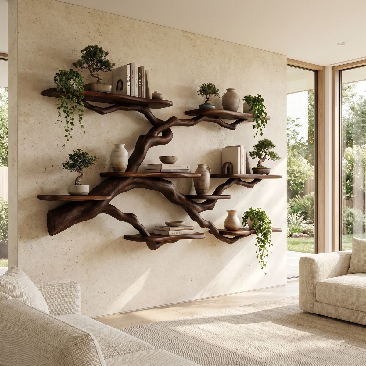 Verdantridge Handcrafted Solid Wood Floating Tree Bookshelf