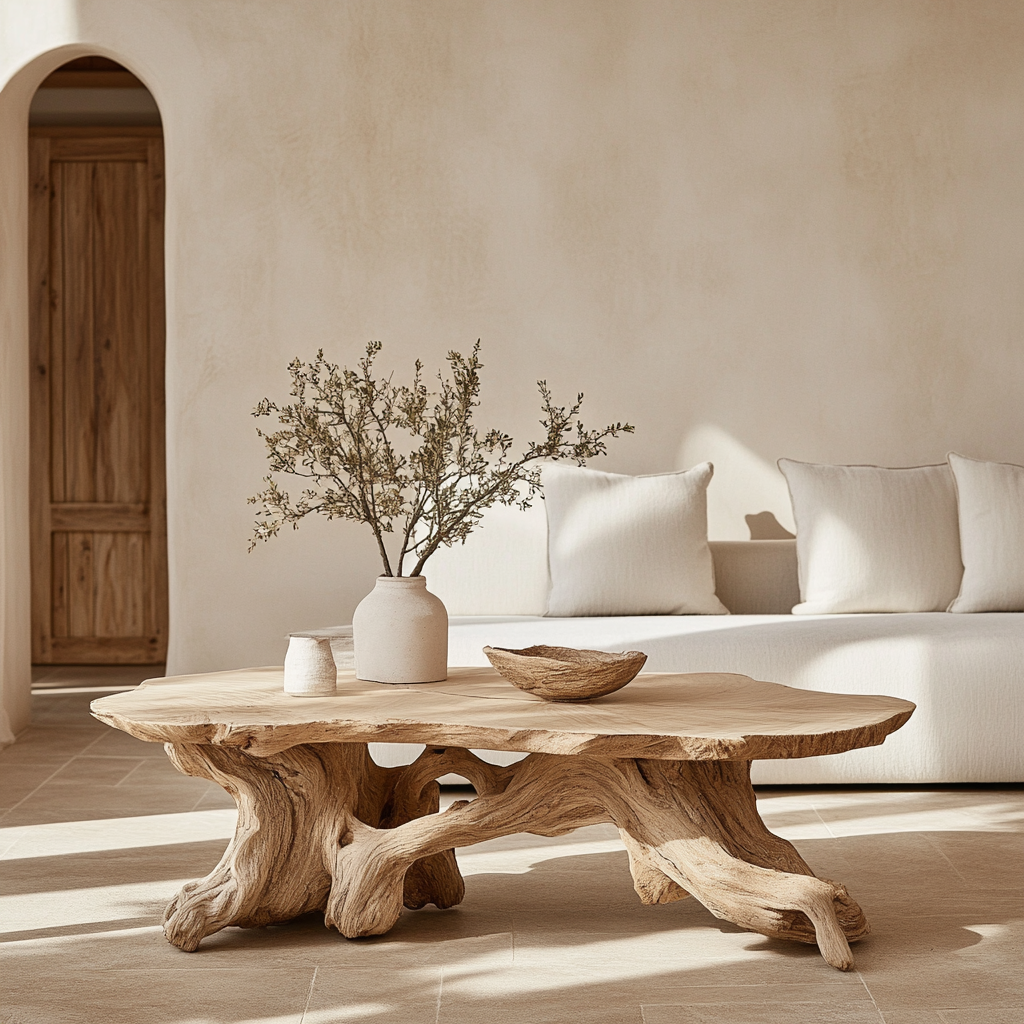 Zylara Live Edge Solid Wood Coffee Table