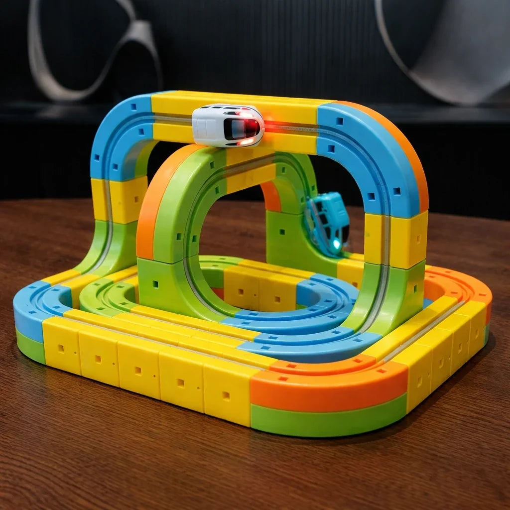 Motorized Train Track Set, Modular 3D Clip-Fit Pieces – view 6