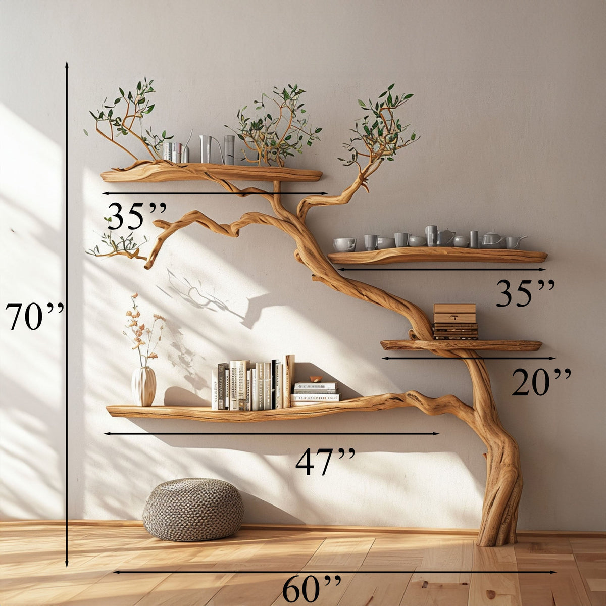 Tree Branch Floating Shelves Montessori Wall Mount Bookshelf