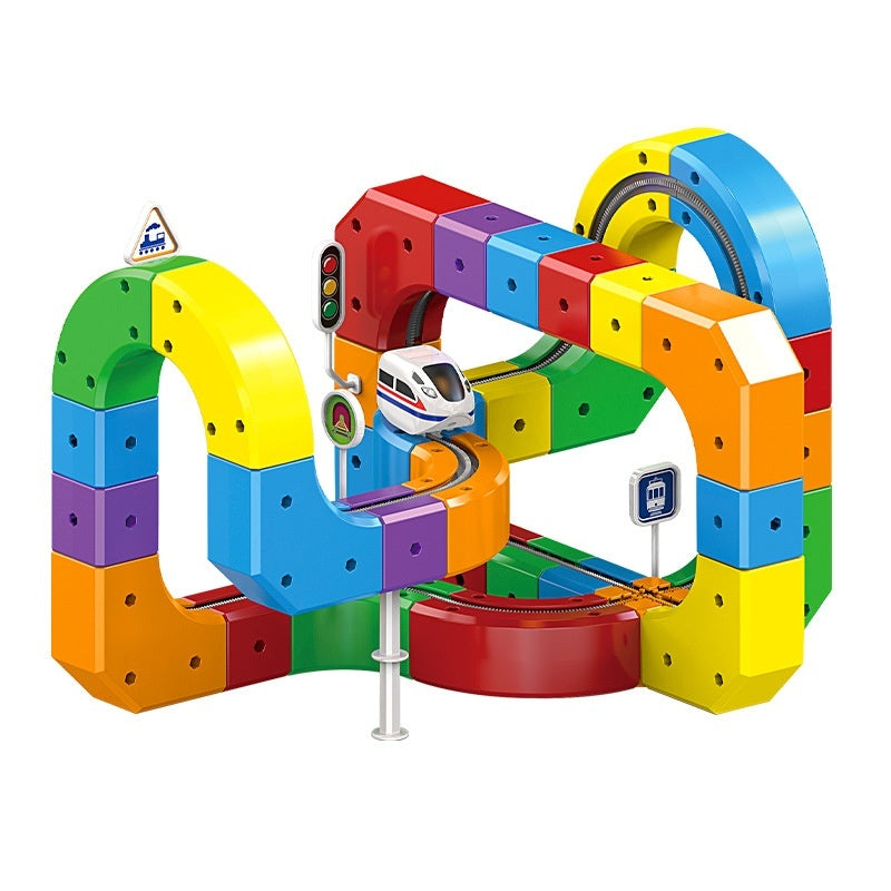 Motorized Train Track Set, Modular 3D Clip-Fit Pieces – view 7