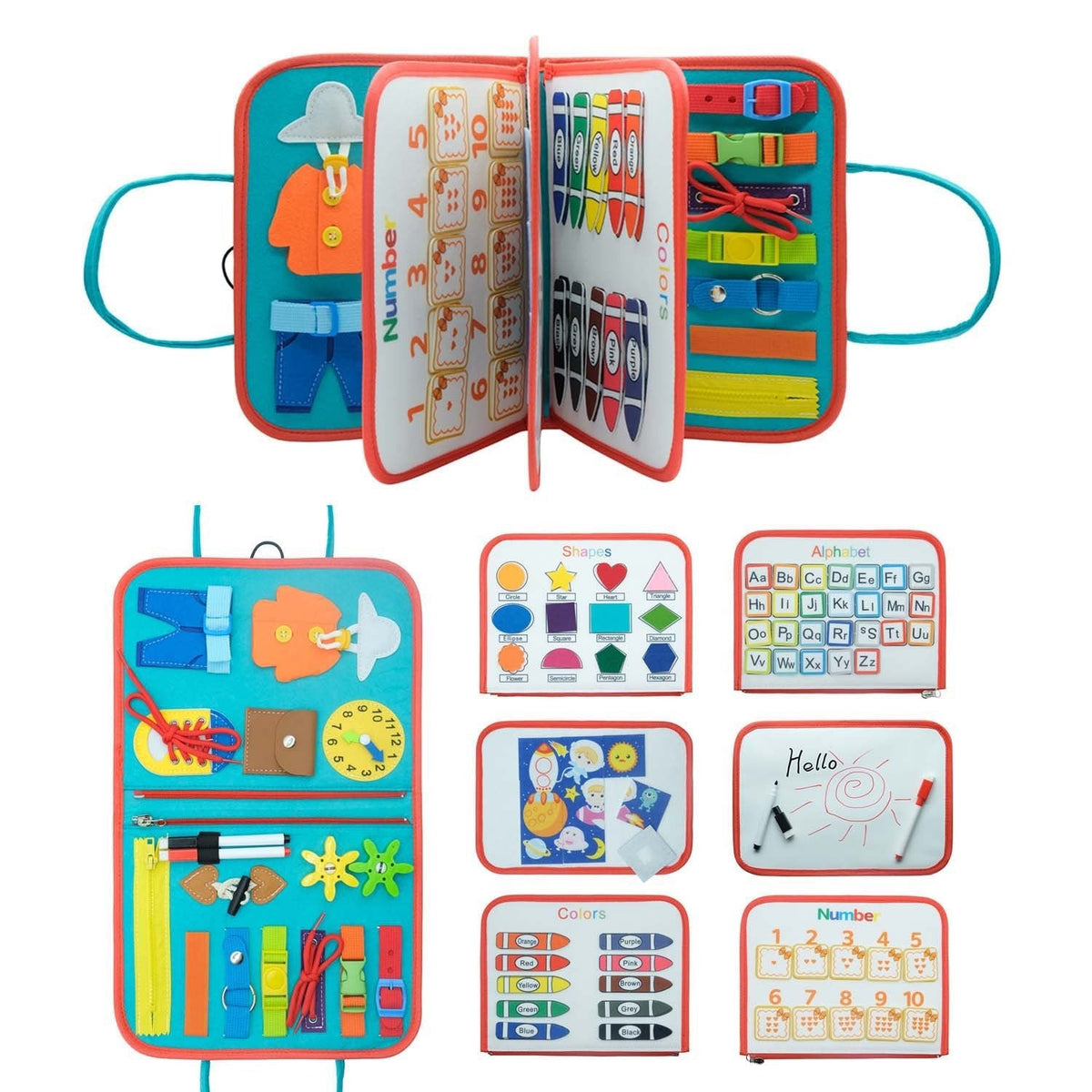 Toddler Busy Book, Quiet Activity Book with Buckles, Zippers, Laces – view 2