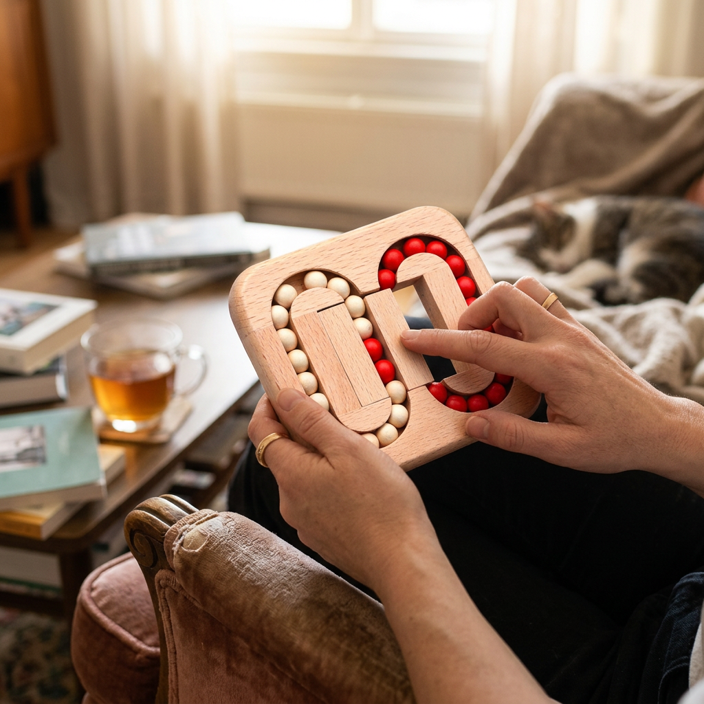 Wooden Beads Puzzle with Colorful Shapes